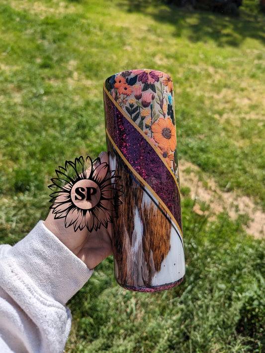 Cow Hide / Floral 20oz