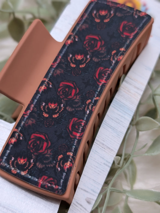 Moth and Roses Claw Clip