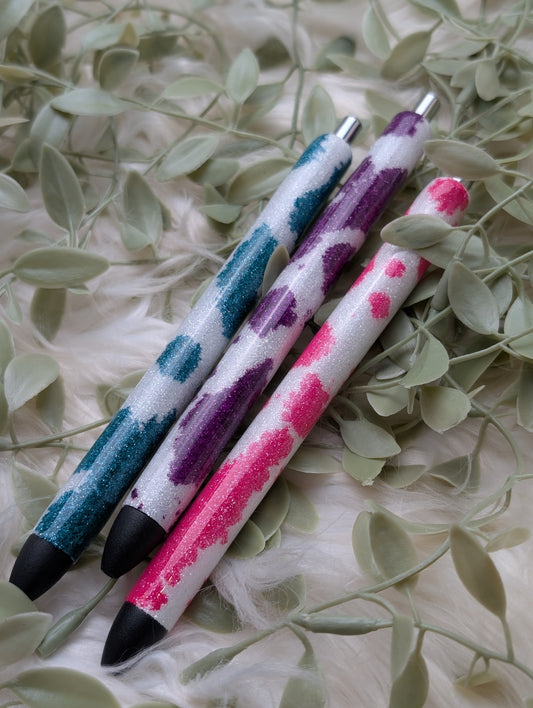 Cow Print Glitter Pen - Papermate Black Ink