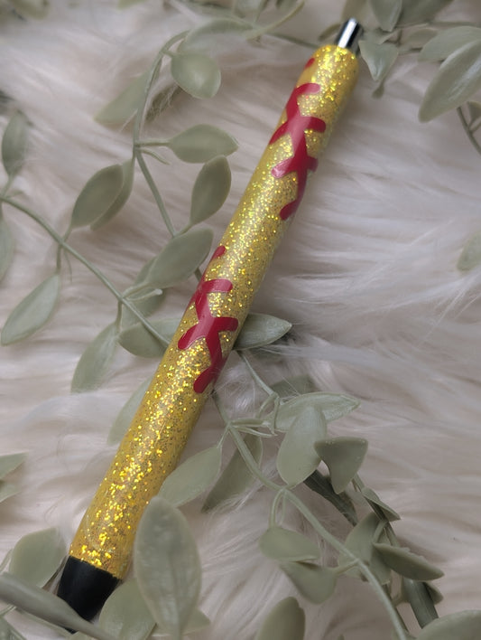Softball Glitter Pen - Papermate Black Ink