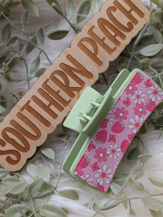 Strawberry Floral Claw Clip