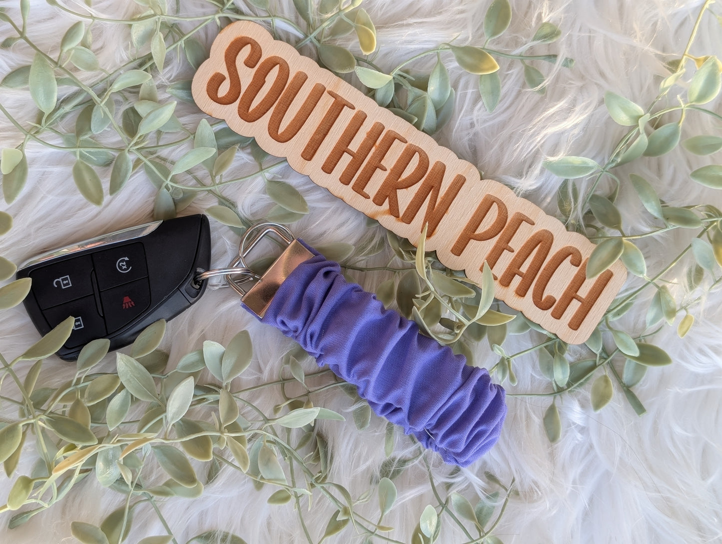 Purple Scrunchie Keychain