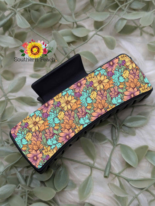 Colorful Florals Claw Clip