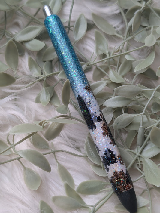 Cow Split Glitter Pen - Papermate Black Ink