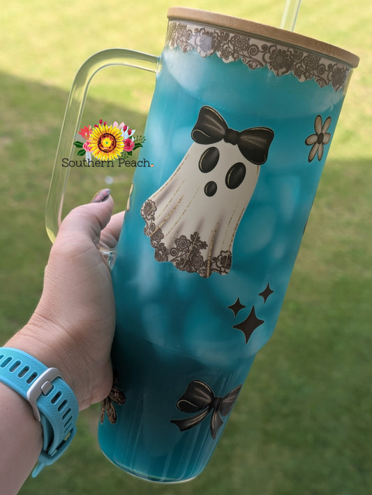 Fall Ghosty 40oz Glass Tumbler