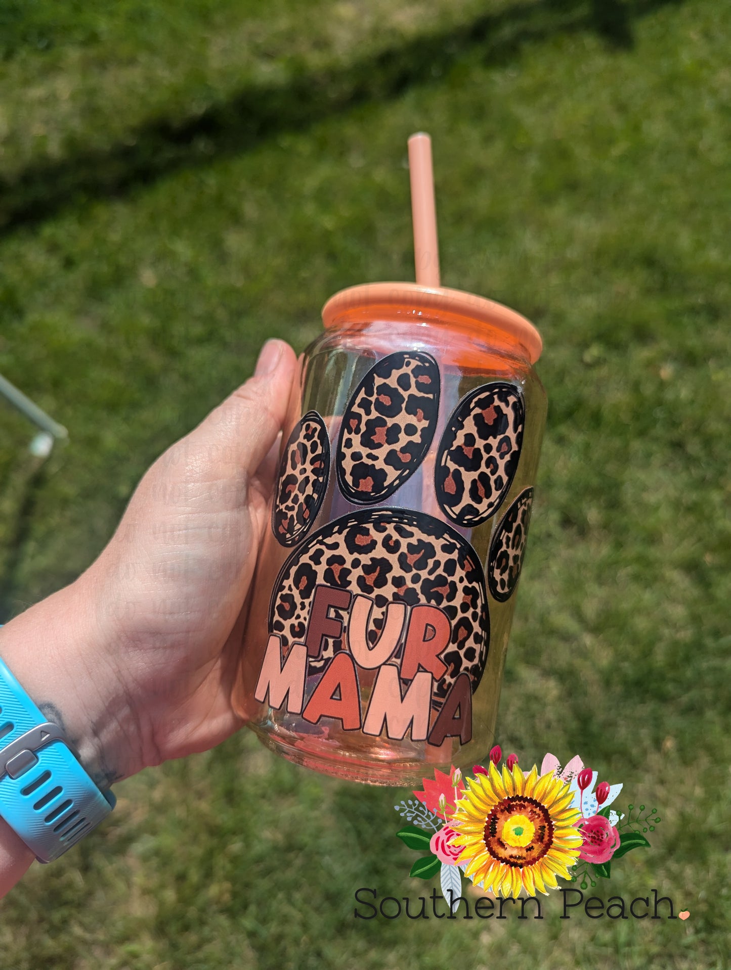 Fur Mama Leopard Glass Can