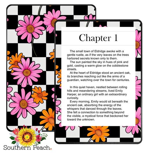 Floral Checkered Kindle SKin