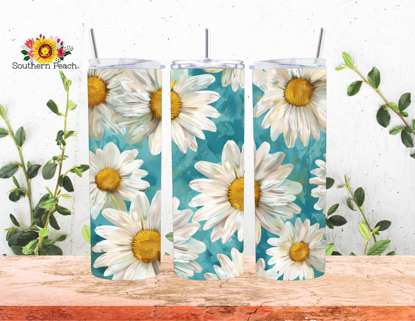 Watercolor Teal Daisy