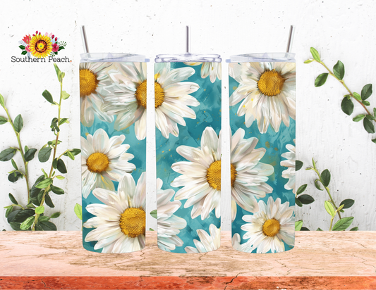 Watercolor Teal Daisy