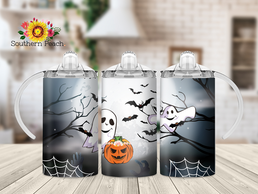 Ghost Halloween Sippy Gray