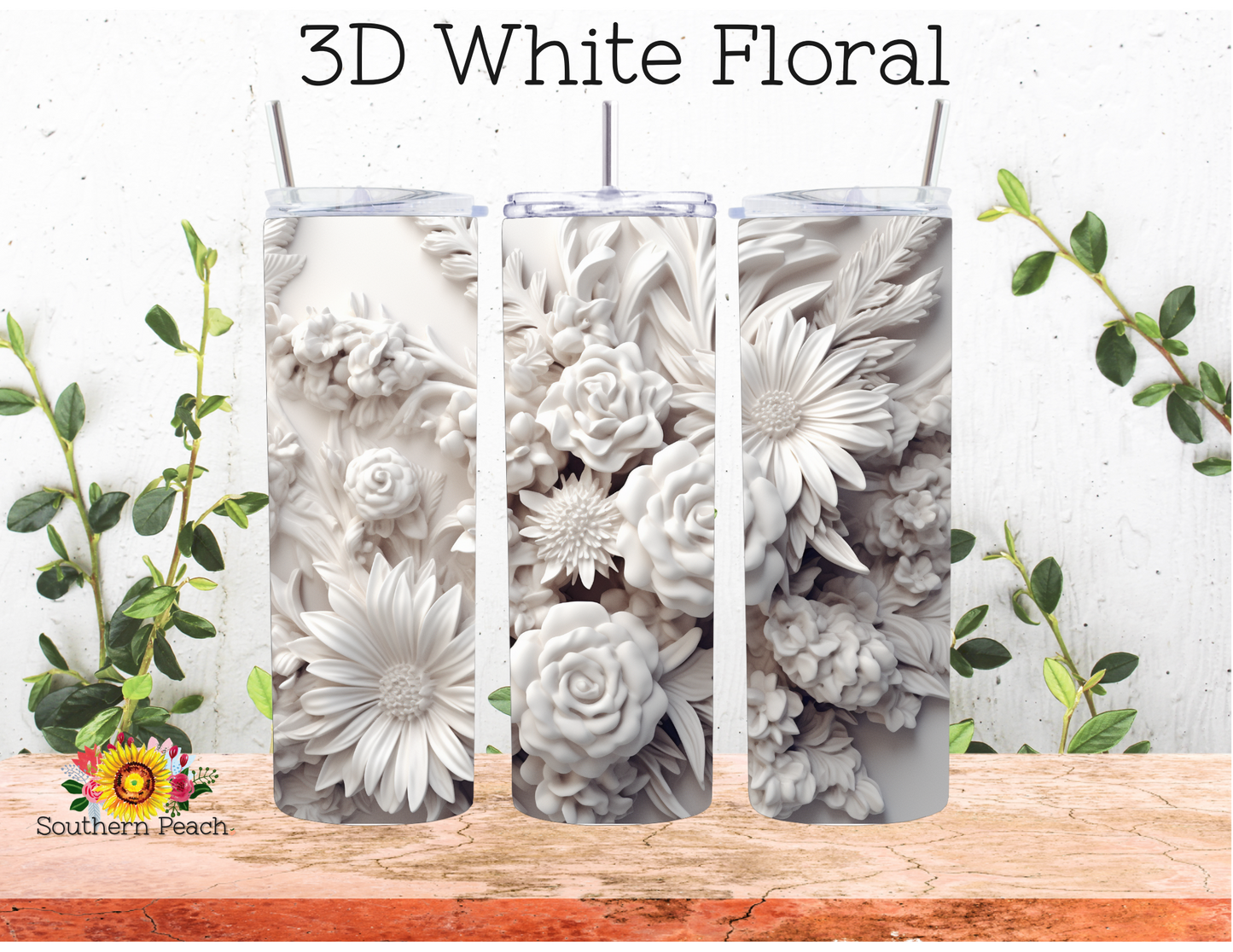 3D White Florals