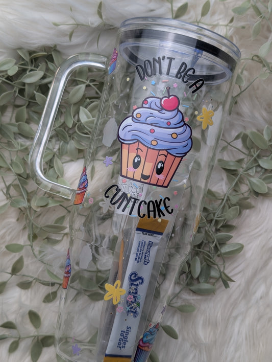 Cuntcake NSFW 40oz glass tumbler WITH plastic lid