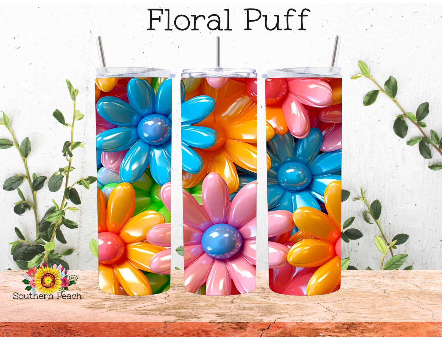 Floral Puffed Tumbler