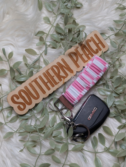 Pink checkered Scrunchie Keychain