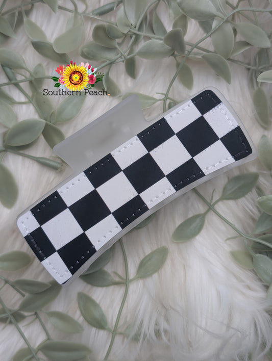 Black Checkered  Claw Clip