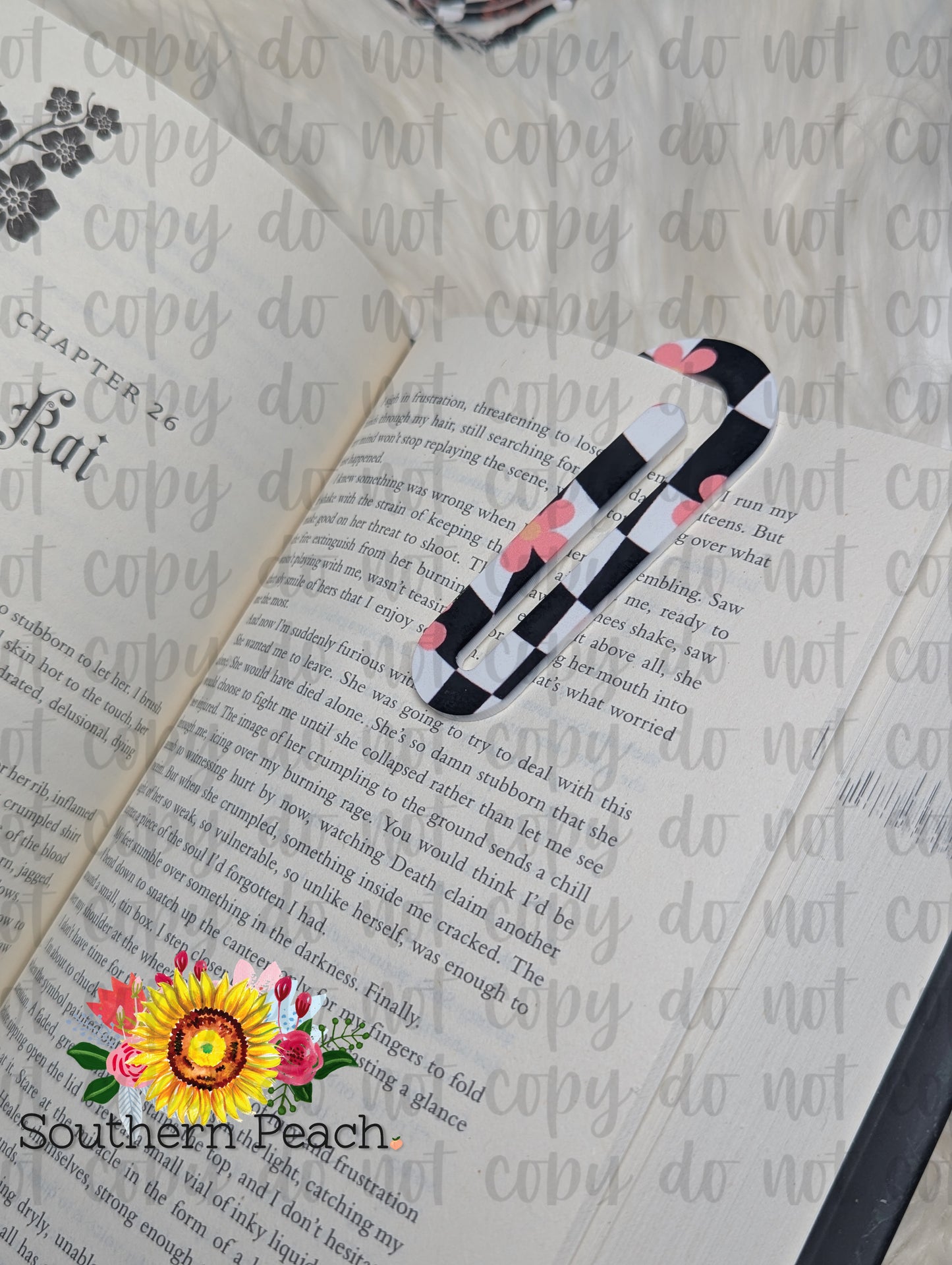 Floral Checkered Paperclip Bookmark