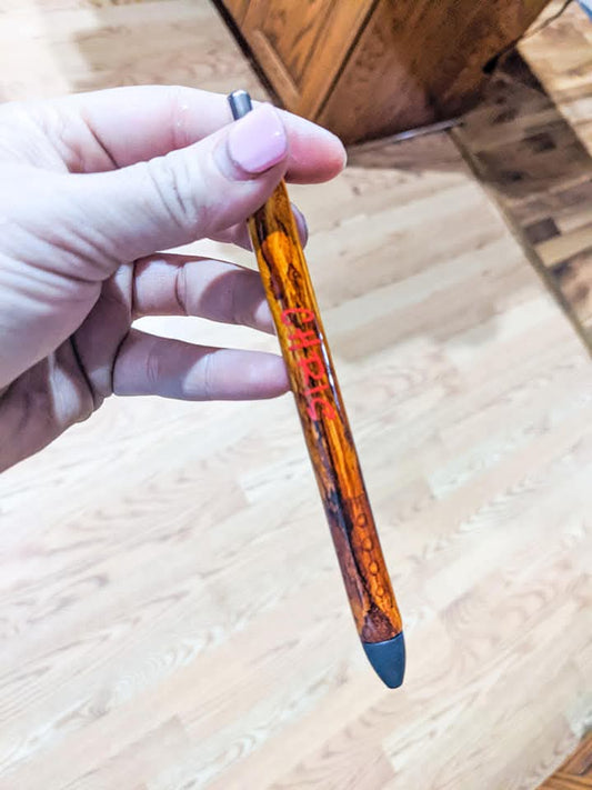 Woodgrain with Name - Papermate Black Ink