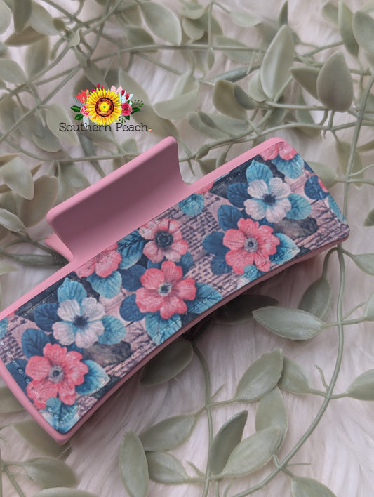 Hibiscus Page Print Claw Clip
