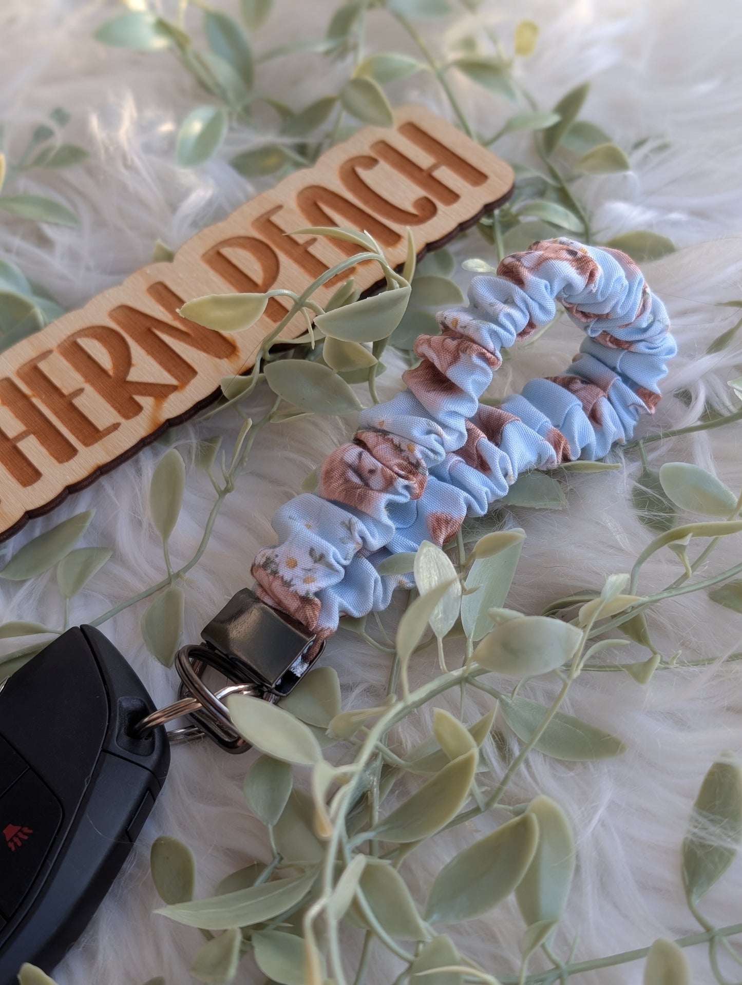 Brown Cow Scrunchie Keychain
