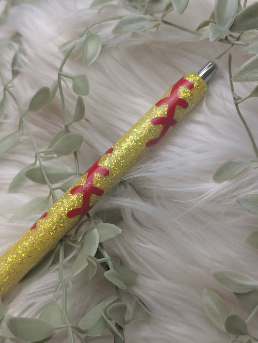Softball Glitter Pen - Papermate Black Ink
