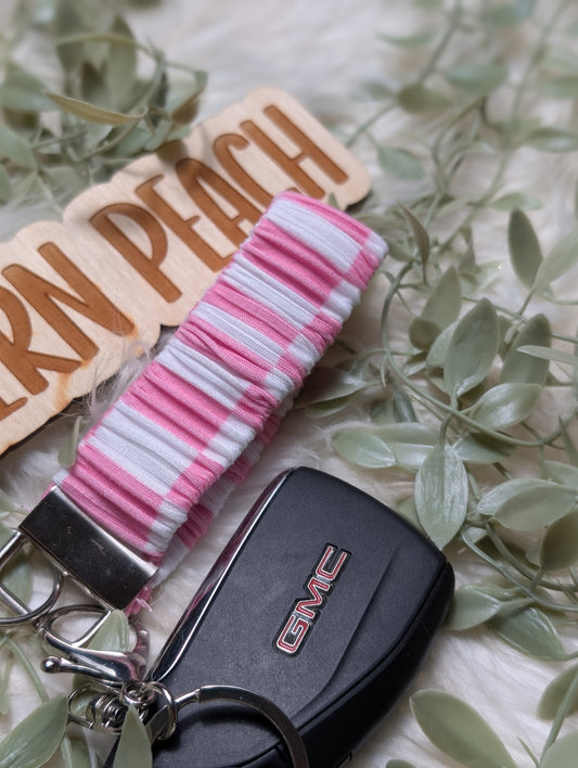 Pink checkered Scrunchie Keychain