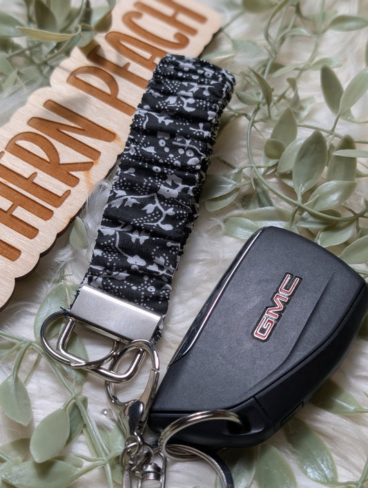 Black Florals Scrunchie Keychain