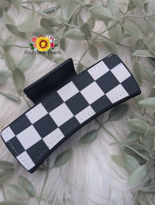 Black Checkered  Claw Clip