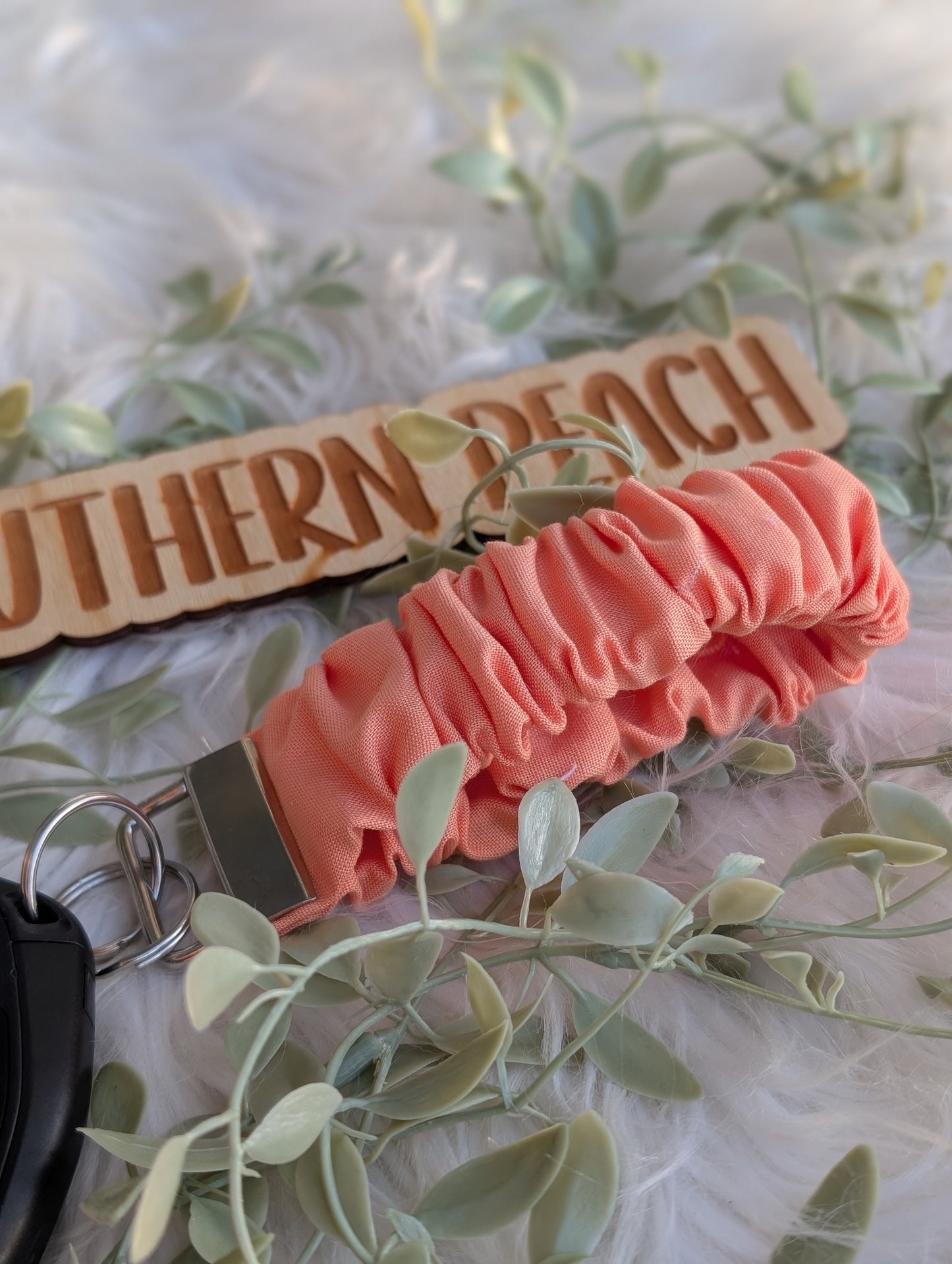 Peachy Scrunchie Keychain