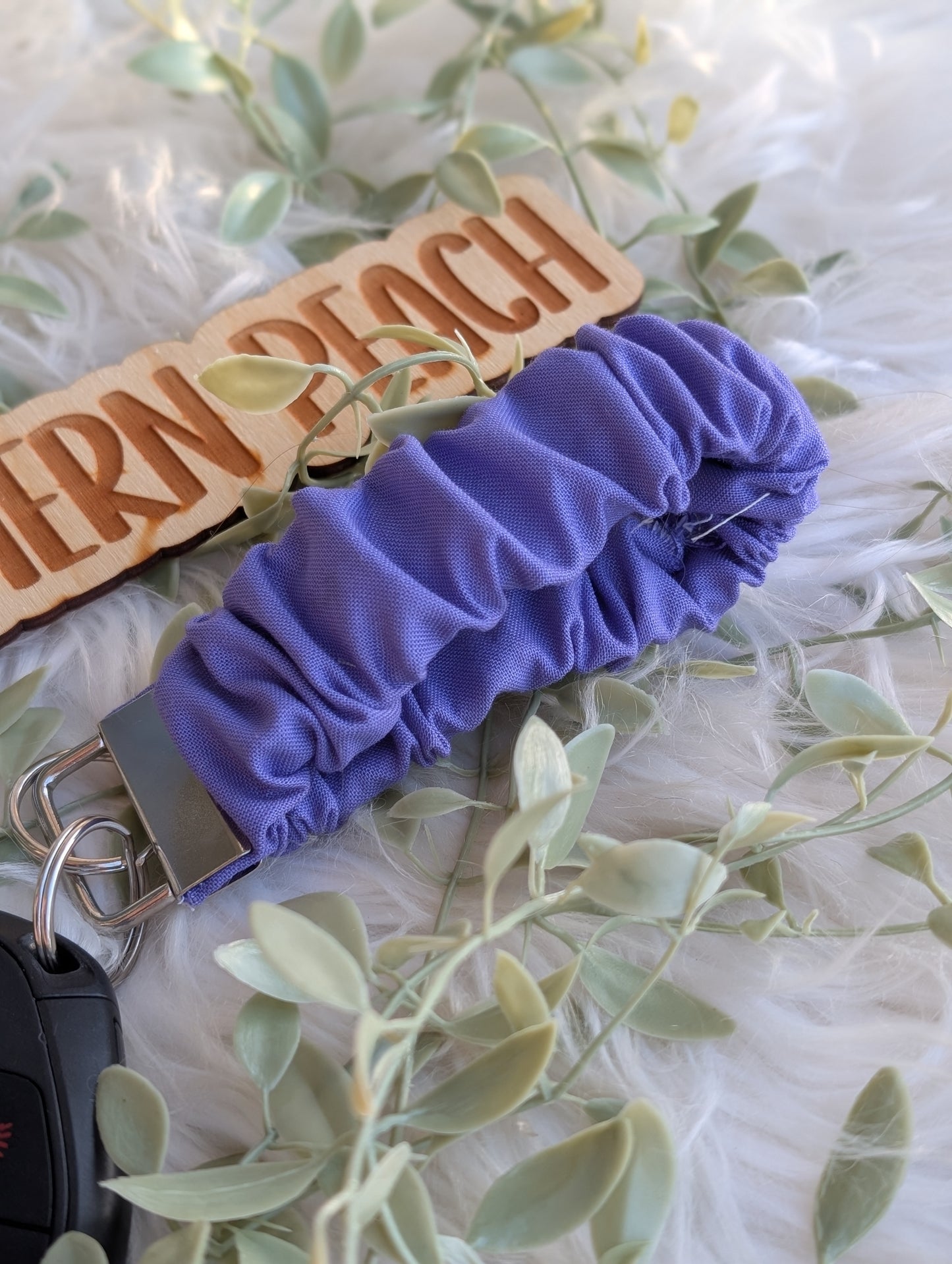 Purple Scrunchie Keychain