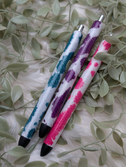 Cow Print  Glitter Pen - Papermate Black Ink