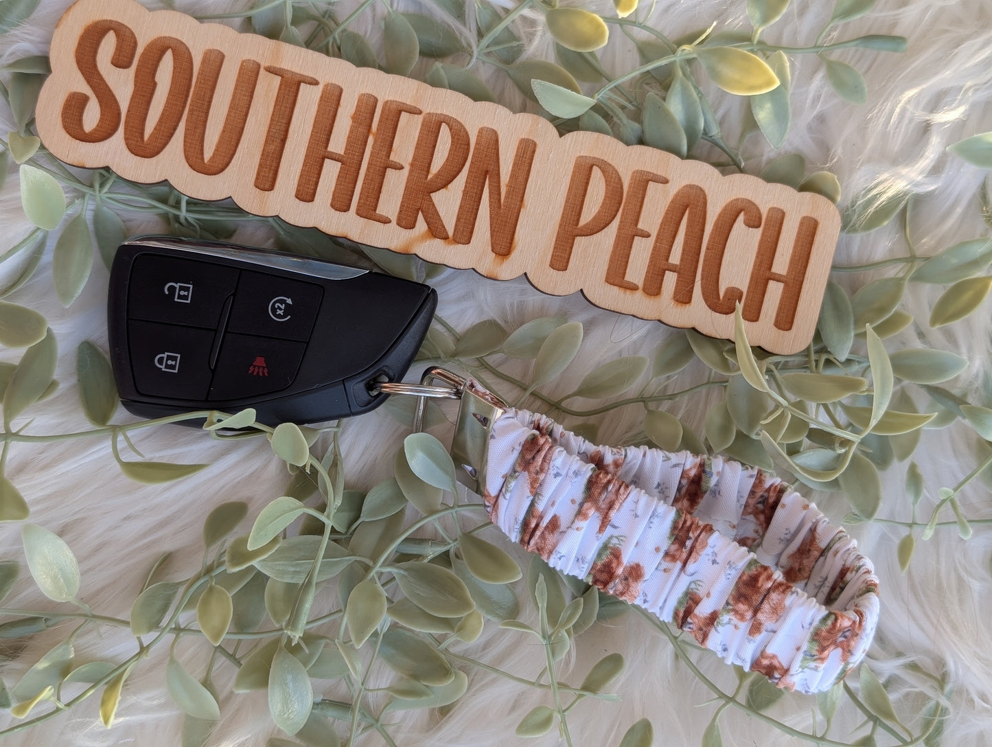 Highland Cow Scrunchie Keychain
