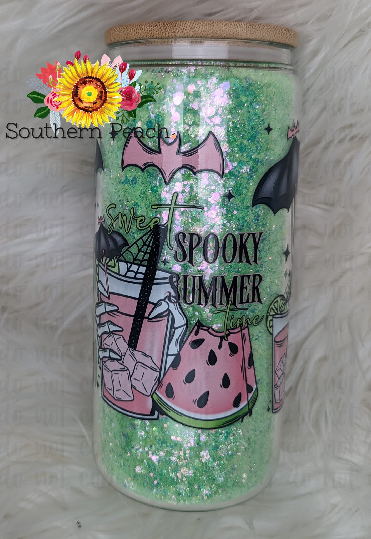 Spooky Summer Glitter Glass Can Snowglobe